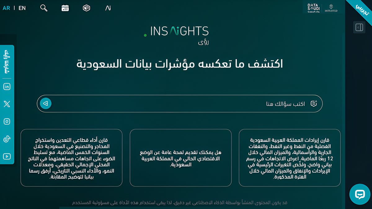 إطلاق النسخة التجريبية من أداة INSAIGHTS للذكاء الاصطناعي في السعودية