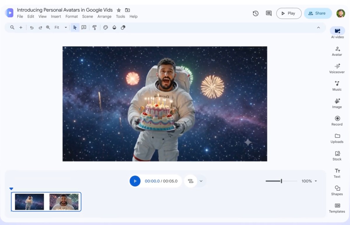 جوجل تضيف أفاتار ذكاء اصطناعي مخصص لمقاطع الفيديو